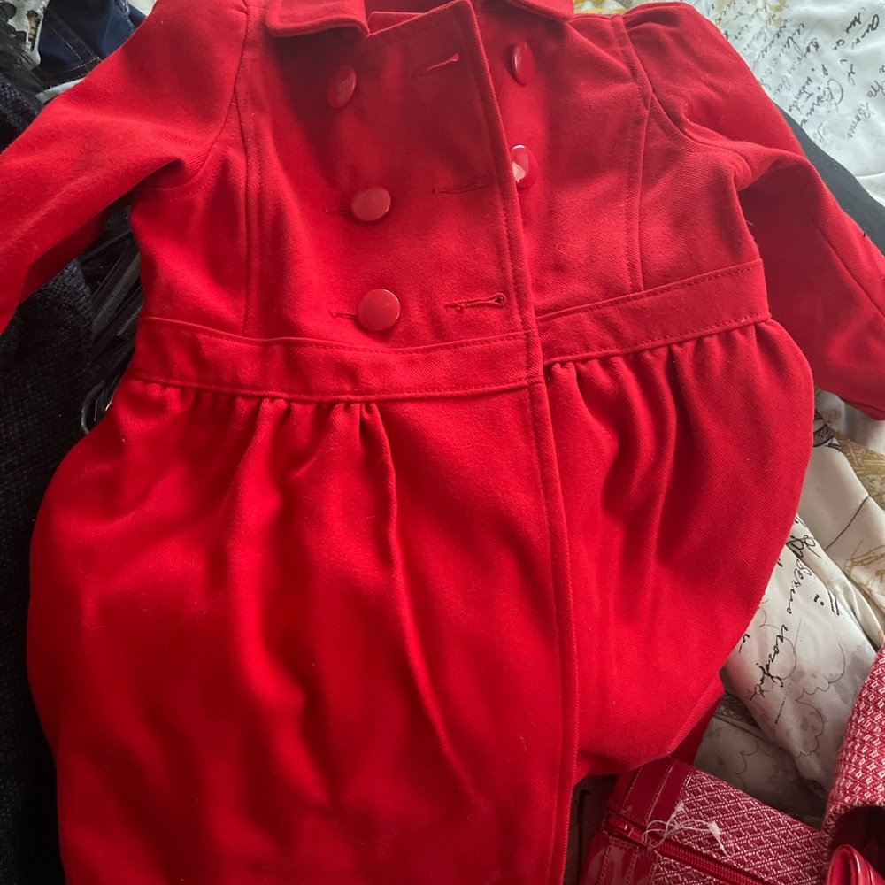 GAP Red Pea Coat Double-Breasted Jacket